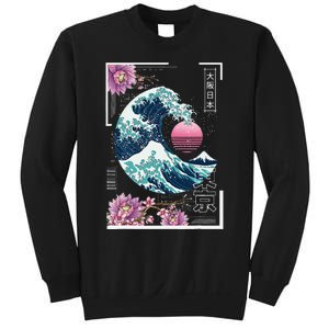 Vaporwave Synthwave 80's Japan Japanese Great Wave Tokyo 80s Sweatshirt