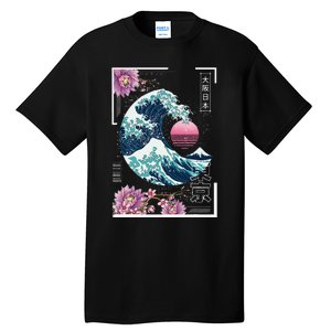 Vaporwave Synthwave 80's Japan Japanese Great Wave Tokyo 80s Tall T-Shirt