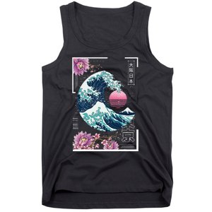 Vaporwave Synthwave 80's Japan Japanese Great Wave Tokyo 80s Tank Top