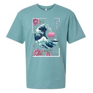 Vaporwave Synthwave 80's Japan Japanese Great Wave Tokyo 80s Sueded Cloud Jersey T-Shirt