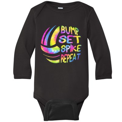 Volleyball Stuff Attire Tie Dye Gift For A Player Baby Long Sleeve Bodysuit