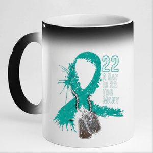 Veteran Suicide Awareness Ribbon 22 A Day Is 22 Too Many 11oz Black Color Changing Mug