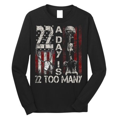 Veteran Suicide Awareness Ribbon 22 A Day Is 22 Too Many Long Sleeve Shirt