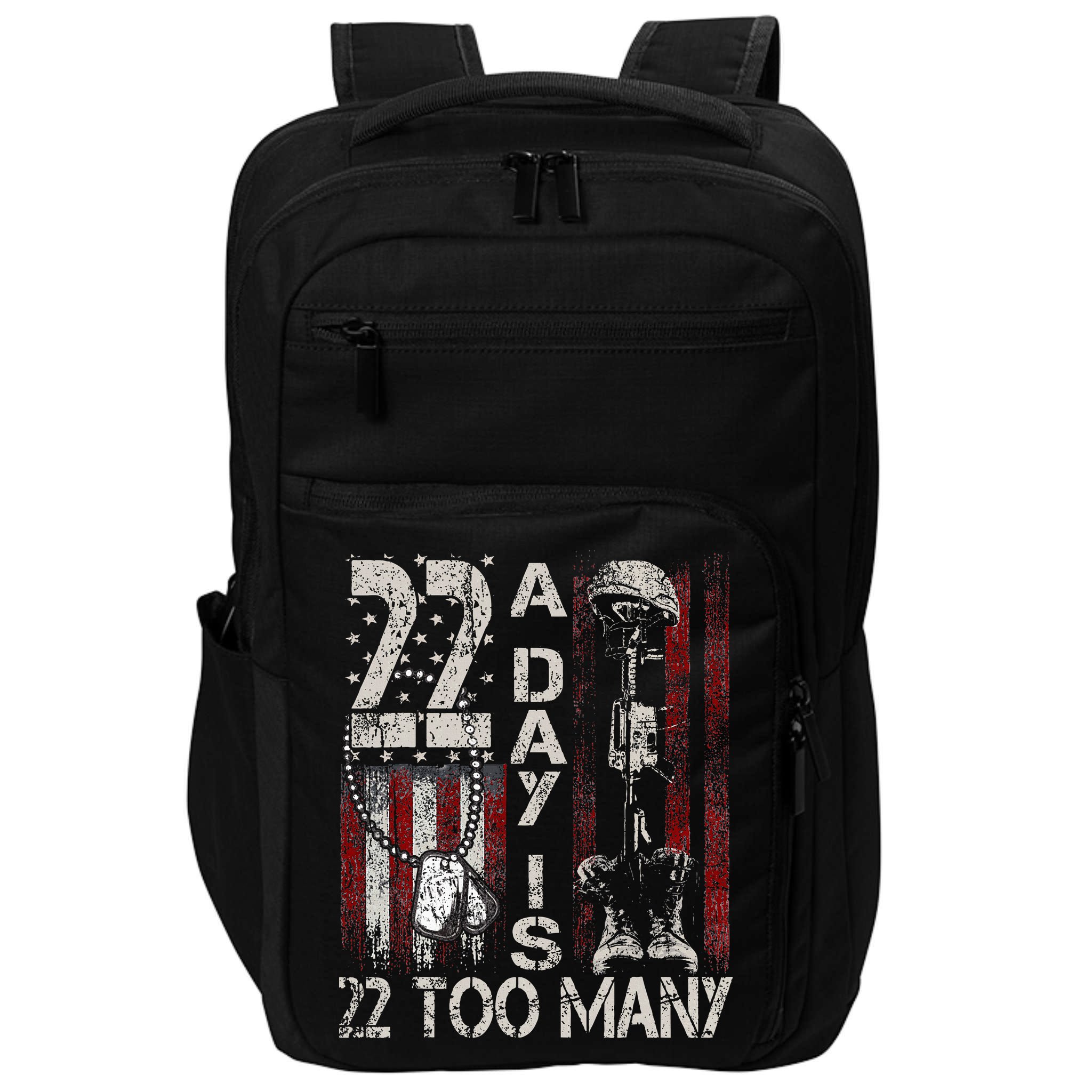 Veteran Suicide Awareness Ribbon 22 A Day Is 22 Too Many Impact Tech Backpack
