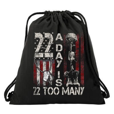 Veteran Suicide Awareness Ribbon 22 A Day Is 22 Too Many Drawstring Bag