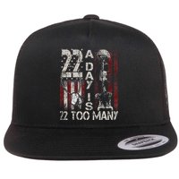 Veteran Suicide Awareness Ribbon 22 A Day Is 22 Too Many Flat Bill Trucker Hat
