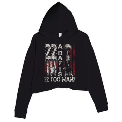 Veteran Suicide Awareness Ribbon 22 A Day Is 22 Too Many Crop Fleece Hoodie