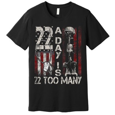 Veteran Suicide Awareness Ribbon 22 A Day Is 22 Too Many Premium T-Shirt