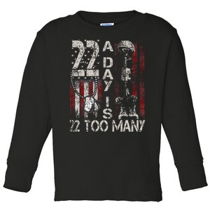 Veteran Suicide Awareness Ribbon 22 A Day Is 22 Too Many Toddler Long Sleeve Shirt