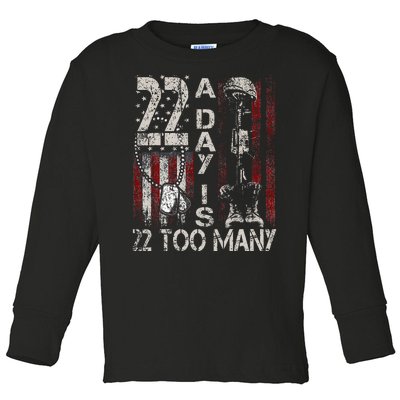 Veteran Suicide Awareness Ribbon 22 A Day Is 22 Too Many Toddler Long Sleeve Shirt