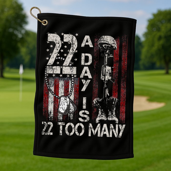 Veteran Suicide Awareness Ribbon 22 A Day Is 22 Too Many Golf Towel