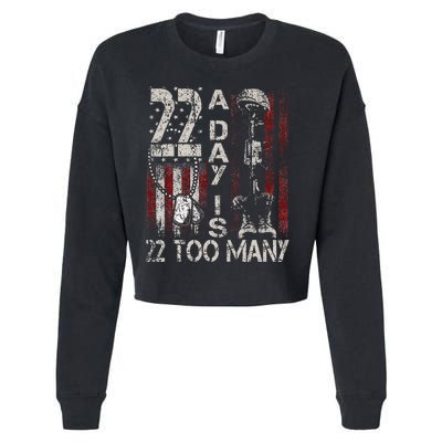 Veteran Suicide Awareness Ribbon 22 A Day Is 22 Too Many Cropped Pullover Crew