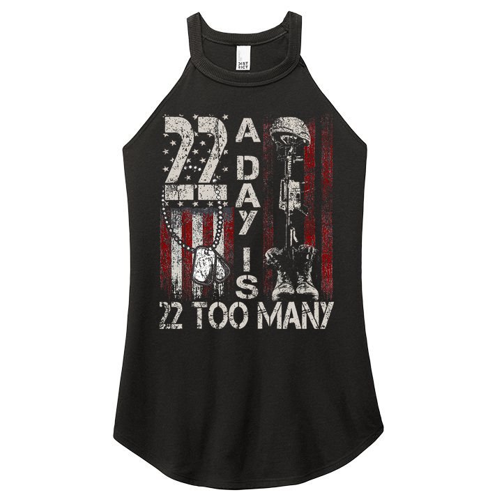 Veteran Suicide Awareness Ribbon 22 A Day Is 22 Too Many Women's Perfect Tri Rocker Tank