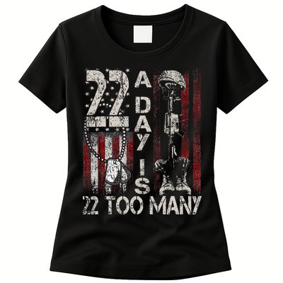 Veteran Suicide Awareness Ribbon 22 A Day Is 22 Too Many Womens T-Shirt