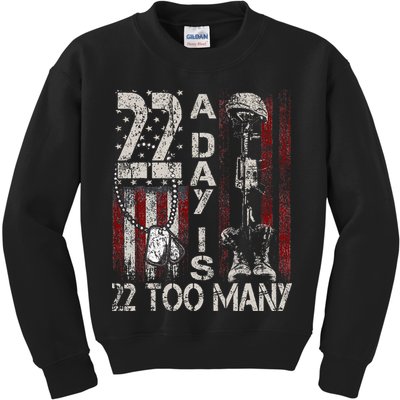 Veteran Suicide Awareness Ribbon 22 A Day Is 22 Too Many Kids Sweatshirt