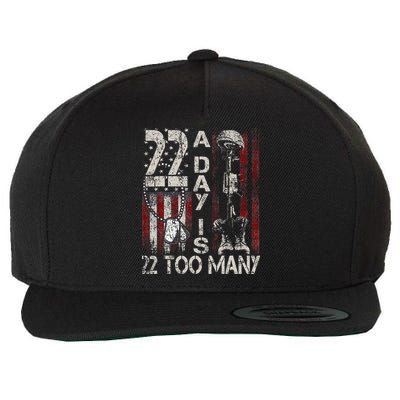 Veteran Suicide Awareness Ribbon 22 A Day Is 22 Too Many Wool Snapback Cap