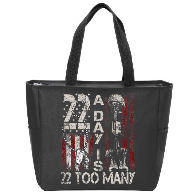 Veteran Suicide Awareness Ribbon 22 A Day Is 22 Too Many Zip Tote Bag