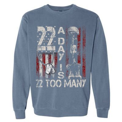 Veteran Suicide Awareness Ribbon 22 A Day Is 22 Too Many Garment-Dyed Sweatshirt