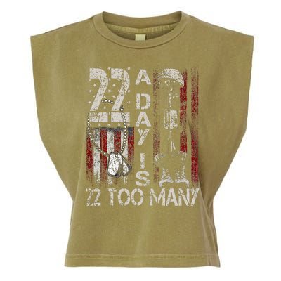 Veteran Suicide Awareness Ribbon 22 A Day Is 22 Too Many Garment-Dyed Women's Muscle Tee