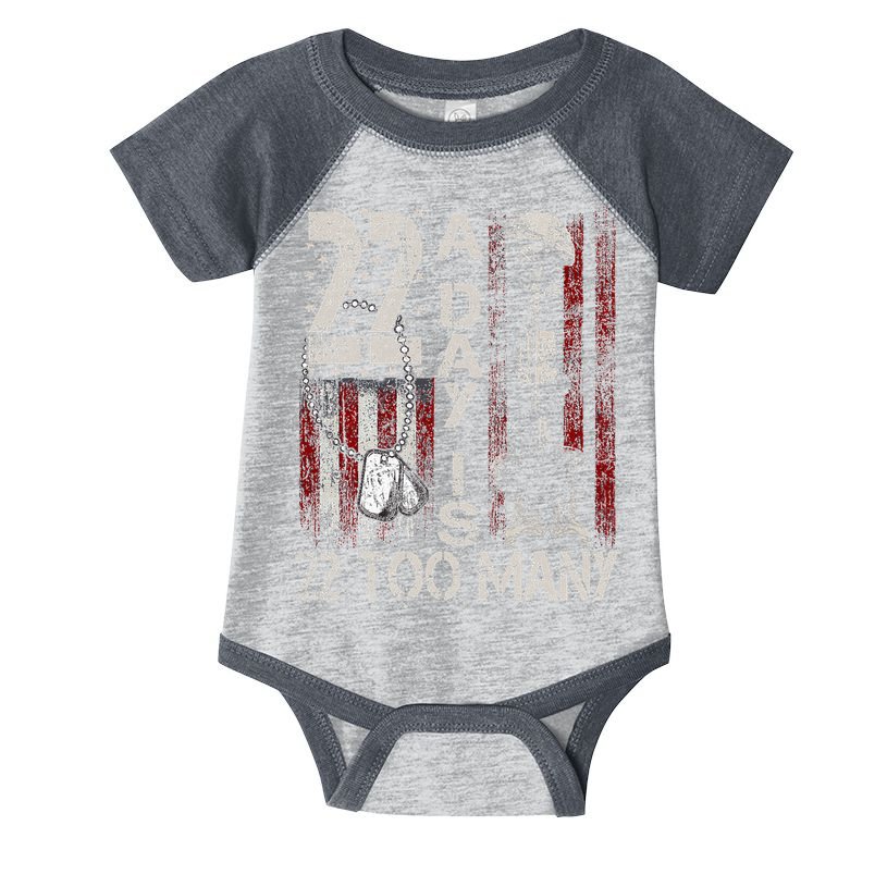 Veteran Suicide Awareness Ribbon 22 A Day Is 22 Too Many Infant Baby Jersey Bodysuit