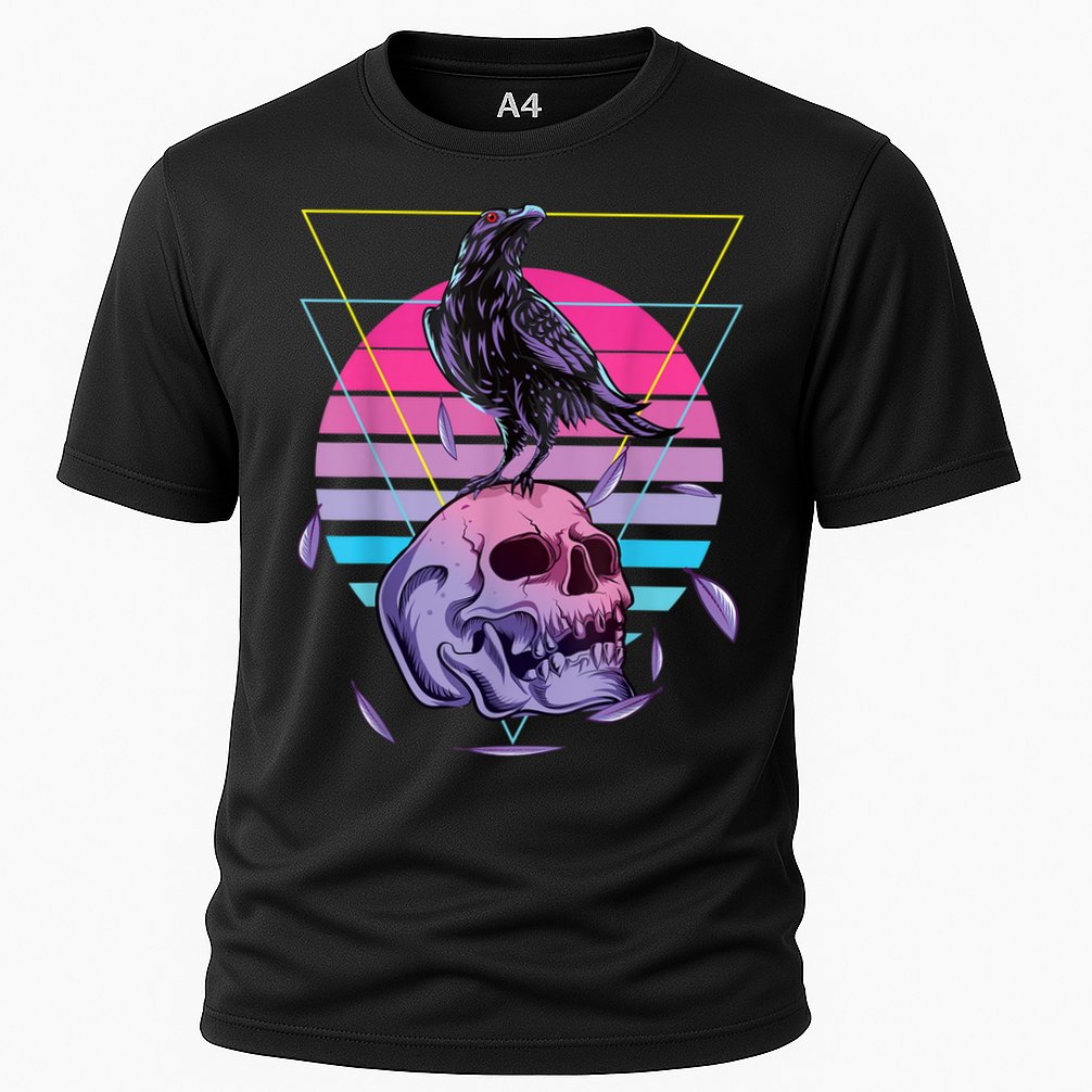 Vaporwave Skull And Crow Retro Aesthetic Pastel Goth Art Cooling Performance Crew T-Shirt