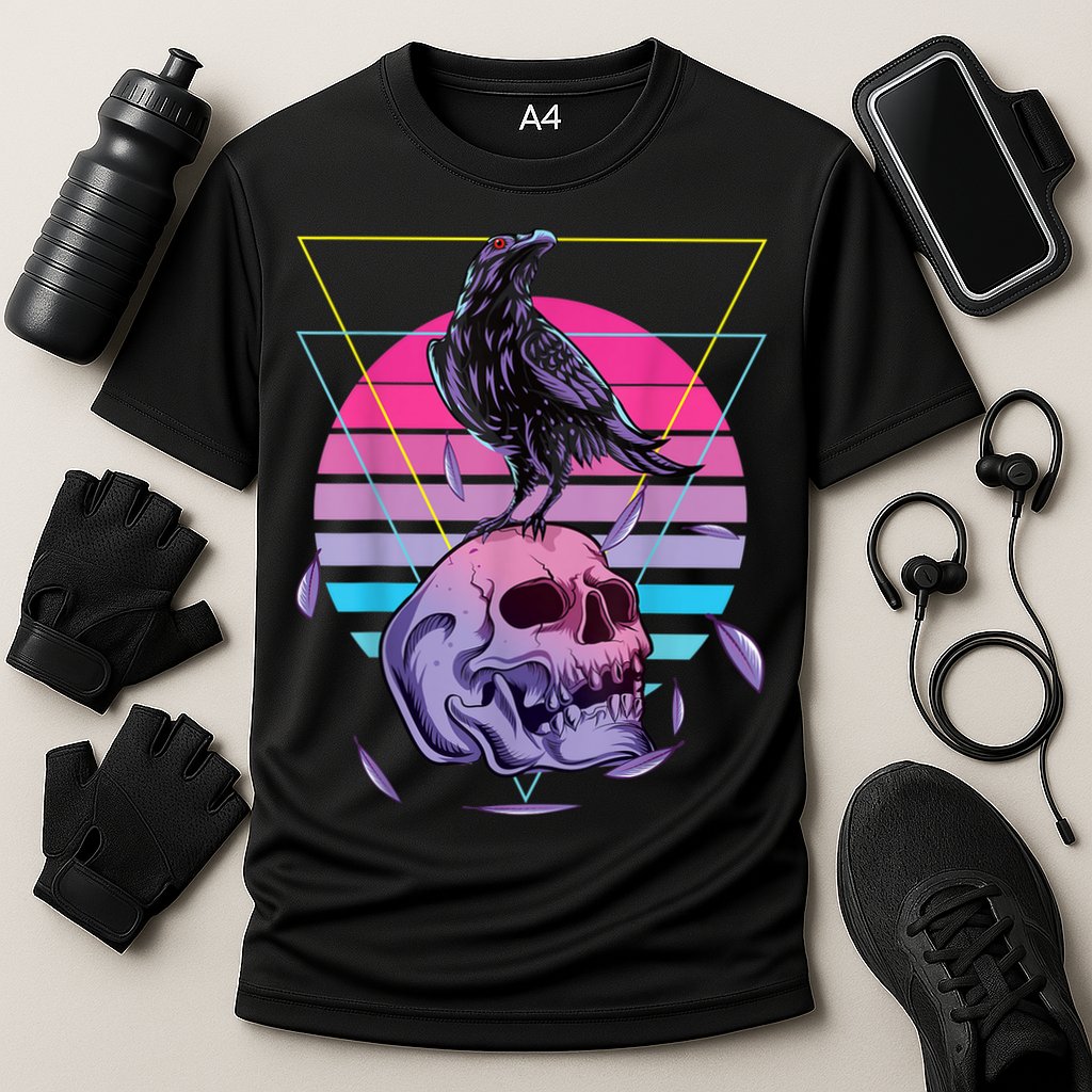 Vaporwave Skull And Crow Retro Aesthetic Pastel Goth Art Cooling Performance Crew T-Shirt