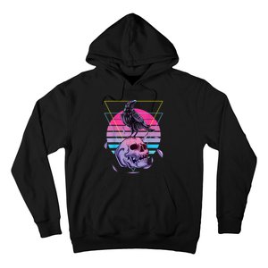 Vaporwave Skull And Crow Retro Aesthetic Pastel Goth Art Hoodie