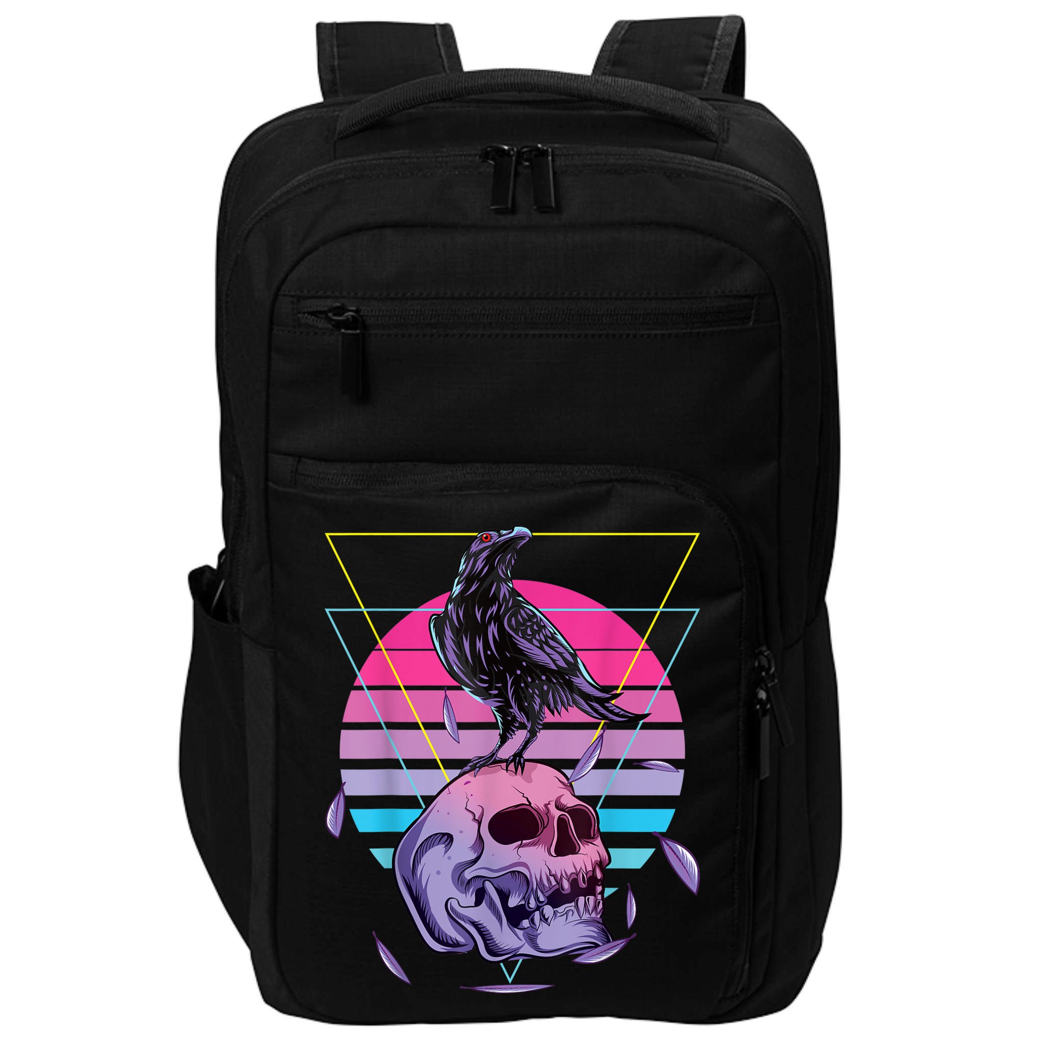 Vaporwave Skull And Crow Retro Aesthetic Pastel Goth Art Impact Tech Backpack