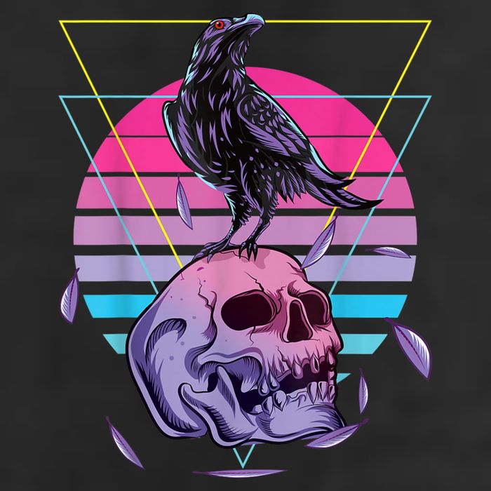 Vaporwave Skull And Crow Retro Aesthetic Pastel Goth Art Adult Drive Performance Visor