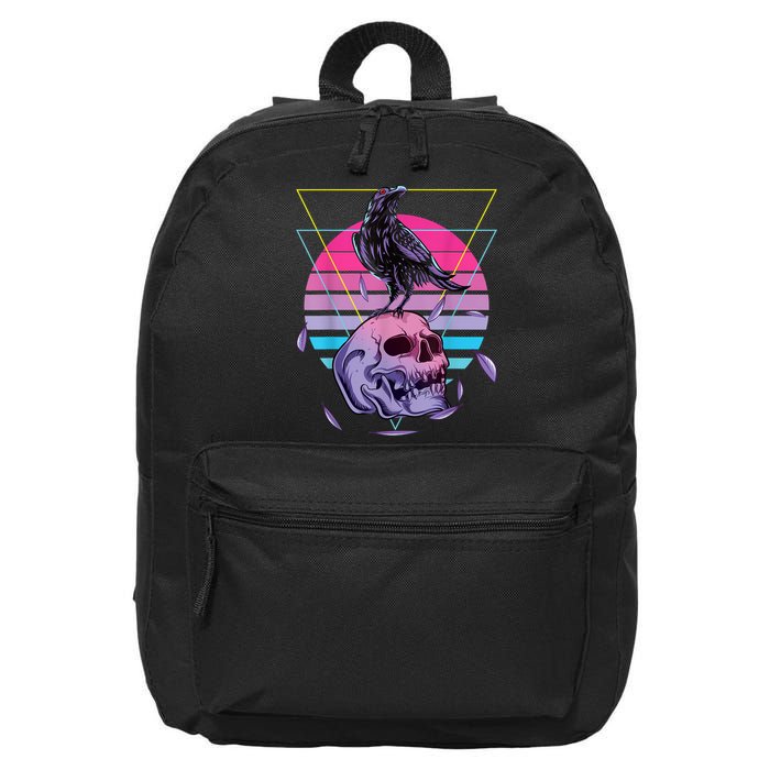 Vaporwave Skull And Crow Retro Aesthetic Pastel Goth Art 16 in Basic Backpack