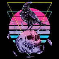 Vaporwave Skull And Crow Retro Aesthetic Pastel Goth Art 16 in Basic Backpack