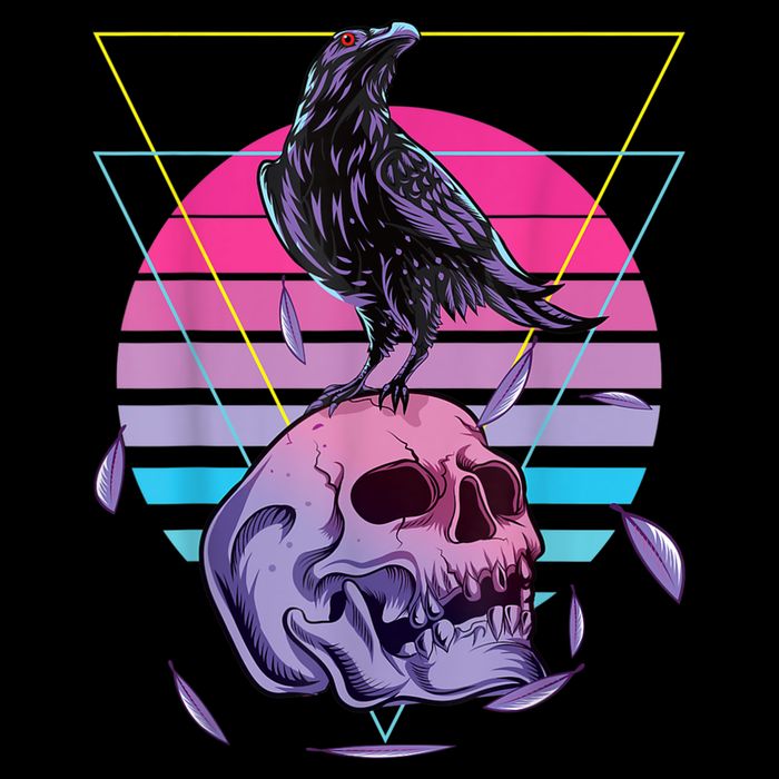 Vaporwave Skull And Crow Retro Aesthetic Pastel Goth Art 16 in Basic Backpack