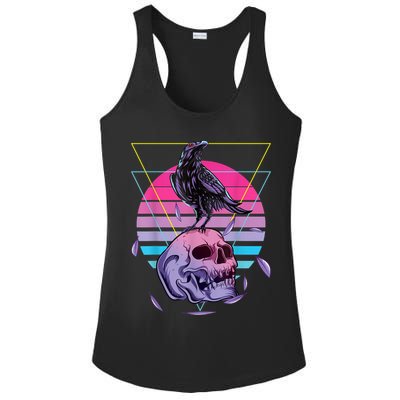 Vaporwave Skull And Crow Retro Aesthetic Pastel Goth Art Ladies PosiCharge Competitor Racerback Tank