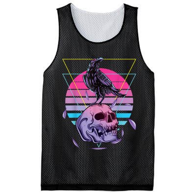 Vaporwave Skull And Crow Retro Aesthetic Pastel Goth Art Mesh Reversible Basketball Jersey Tank