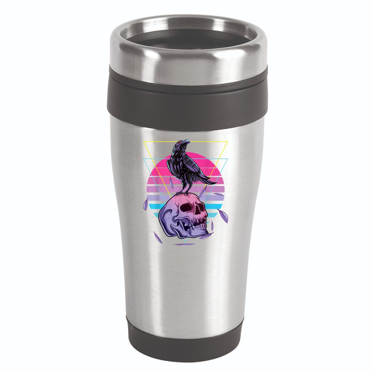 Vaporwave Skull And Crow Retro Aesthetic Pastel Goth Art 16oz Travel Tumbler