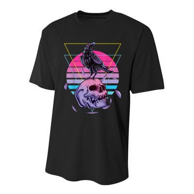 Vaporwave Skull And Crow Retro Aesthetic Pastel Goth Art Youth Performance Sprint T-Shirt