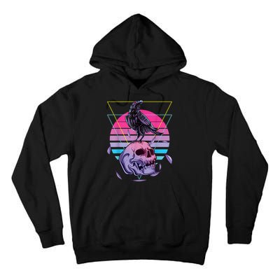 Vaporwave Skull And Crow Retro Aesthetic Pastel Goth Art Tall Hoodie