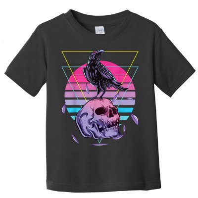 Vaporwave Skull And Crow Retro Aesthetic Pastel Goth Art Toddler T-Shirt