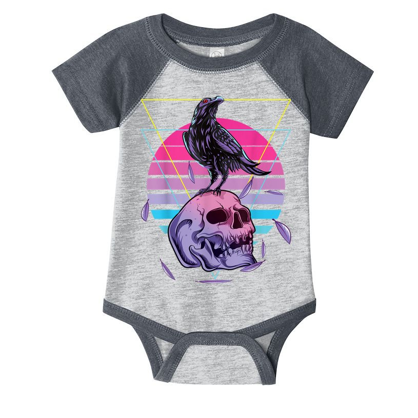 Vaporwave Skull And Crow Retro Aesthetic Pastel Goth Art Infant Baby Jersey Bodysuit