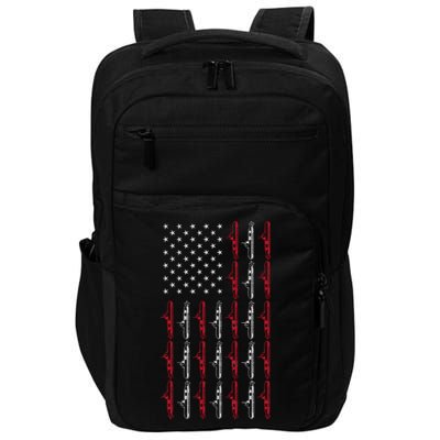 Vintage Submarine American Flag Funny 4th Of July Impact Tech Backpack