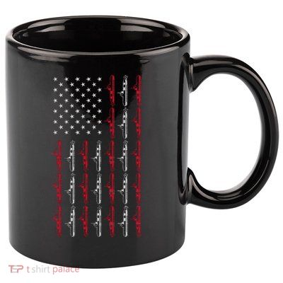 Vintage Submarine American Flag Funny 4th Of July 11oz C Handle Ceramic Mug
