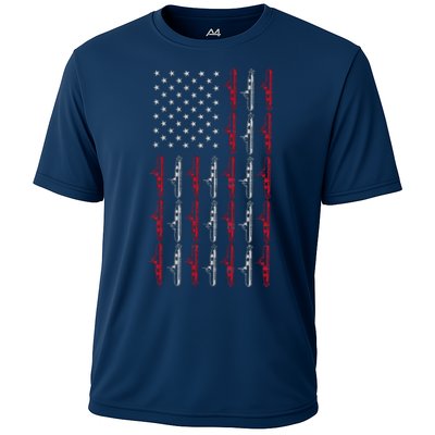 Vintage Submarine American Flag Funny 4th Of July Performance Shirt
