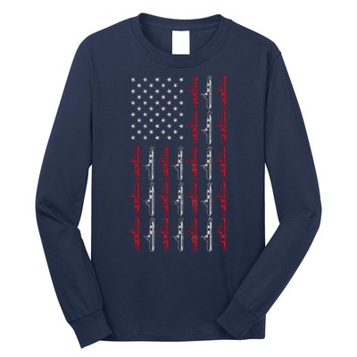 Vintage Submarine American Flag Funny 4th Of July Long Sleeve Shirt