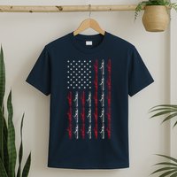 Vintage Submarine American Flag Funny 4th Of July T-Shirt