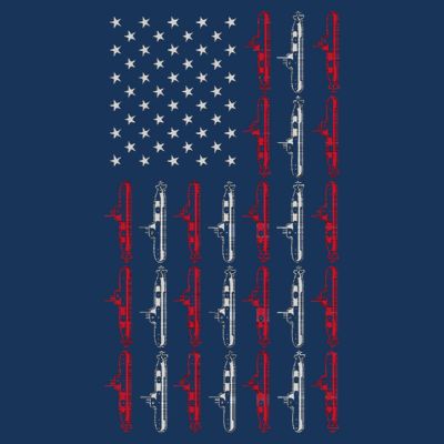 Vintage Submarine American Flag Funny 4th Of July T-Shirt