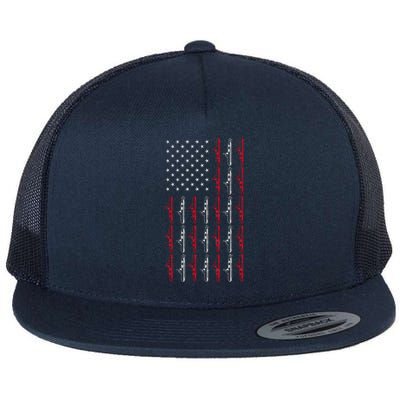 Vintage Submarine American Flag Funny 4th Of July Flatbill Hat