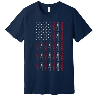 Vintage Submarine American Flag Funny 4th Of July Premium T-Shirt