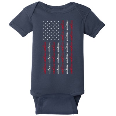 Vintage Submarine American Flag Funny 4th Of July Baby Bodysuit