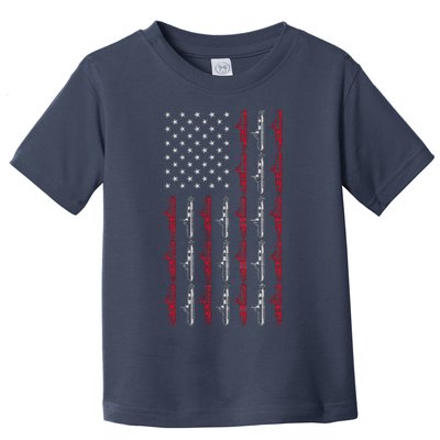 Vintage Submarine American Flag Funny 4th Of July Toddler T-Shirt