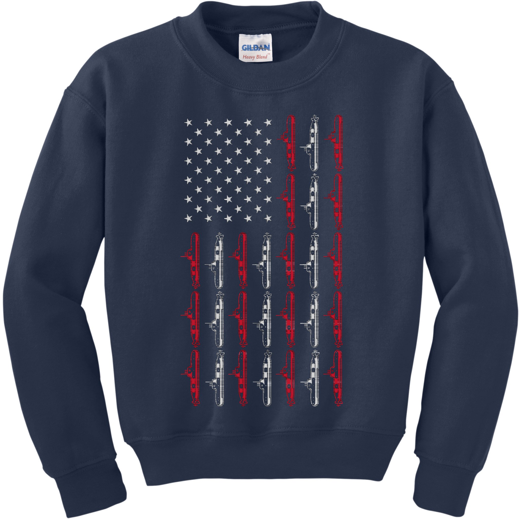 Vintage Submarine American Flag Funny 4th Of July Kids Sweatshirt